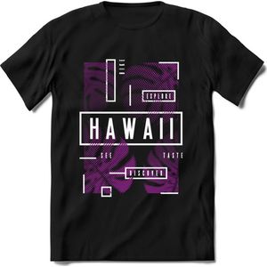 Hawaii Leafs | TSK Studio Zomer Kleding  T-Shirt | Paars | Heren / Dames | Perfect Strand Shirt Verjaardag Cadeau Maat 3XL
