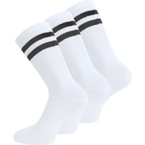 3 paar Naadloze herensokken met strepen - Wit/Zwart - Maat 40-44 (Onesize)