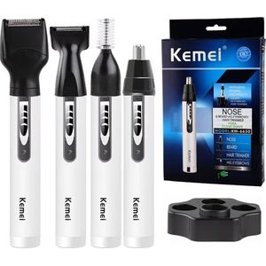 4in1 Kemei Oplaadbare Scheerapparaat - Krachtige Multifunctionele Scheerapparaat Set - Body Shaver + Baard + Haar + Wenkbrauw + Neus Trimmers - Voor Pijnloze ontharing en de perfecte Lichaamshaar verzorging - Unisex