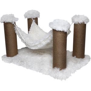 Topmast Krabpaal Fluffy Maui - Wit - 59 x 39 x 34 cm - Katten Hangmat - Made in EU - Krabpaal voor Katten - Stevig Sisal Touw