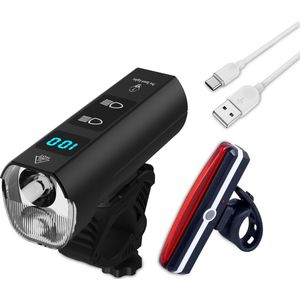 Fietsverlichting Pro Sport Lights USB Oplaadbaar - 1300 & 120 Lumen - Racefiets/Mountainbike - Led Fietslampen set - Koplamp & Achterlicht