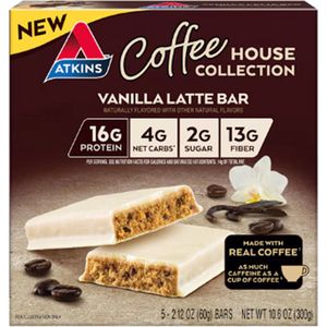 Atkins | Coffee Bars | Vanilla Latte | 5 x 60 gram