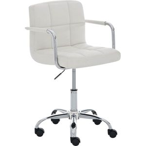 Premium bureaustoel Ermelinda - Wit - Op wielen - 100% polyurethaan - Ergonomische bureaustoel - In hoogte verstelbaar - Voor volwassenen