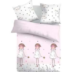 Vitality Pur â€“ Dekbedovertrek â€“ 100% Katoen â€“ Eenpersoons â€“ 135x200/220+1kussensloop 80x80 - Make a Wish