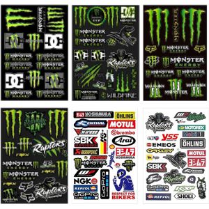 6-delige motorhelmset - Cool motorhelm - Hoge kwaliteit waterdichte auto-esthetische racehelmsticker voor offroad skateboard auto liefhebbers fiets