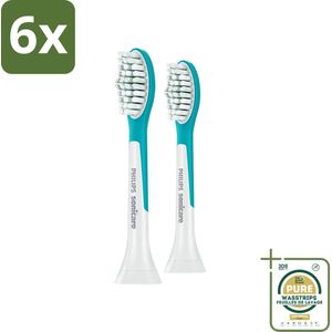 Philips Sonicare - Opzetborstels - For Kids Standard - Voor Kinderen - 2 opzetborstels - HX6042/33 - Voordeelverpakking - 6 stuks - Tandenpoetsen - Kinder tandenborstel
