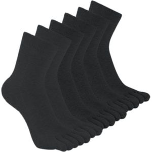 Teensokken Set - Zwart - 5-Tenen Ontwerp - 3 Paar - Voor Heren en Dames