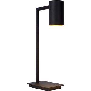 Atmooz - Tafellamp Bisho - Slaapkamer / Woonkamer - Industrieel - Zwarte Buitenkant - Gouden Binnenkant - Hoogte 46cm - Metaal
