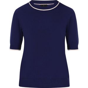 DreiMaster - Klassik - Trui - Crème/Navy - Halve Mouw - Ronde Hals