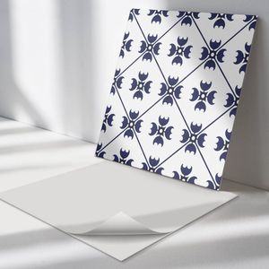 Wallfluent Vinyl Wandpaneel - Stijlvol geometrisch patroon Zelfklevend Muurpaneel - 50 cm x 50 cm - Marine Vinyl Wandpaneel - 4 stuks - Vierkant Wandbekleding Vinyl - Patroon Wandpaneel - Vinyl Wandbekleding - Wandpaneel Keuken en Badkamer