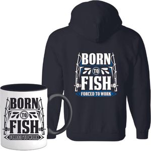 T-Shirtknaller Vest met koffiemok | Born to Fish - Vis / Vissen / Vishengel Kleding | Heren / Dames Vest Cadeau | Kleur zwart | Maat S