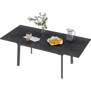 ByLoesje® Verlengbare Eettafel - Uitschuifbaar - 6 tot 8 Personen - Donkergrijs - Eetkamer - Tot 160cm Lang