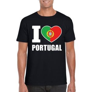 Zwart I love Portugal supporter shirt heren - Portugees t-shirt heren M