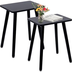Bijzettafel, houten nachtkastjes, salontafel voor slaapkamer, 40 x 30 x 52 cm, bijzettafel in de woonkamer, nachtkastje in de slaapkamer, zwart, 2-pack