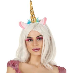 Fiestas Verkleed haarband Unicorn/eenhoorn - goud gekleurd - meisjes/dames - Fantasy thema