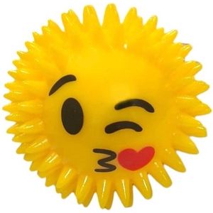 Nobleza Stekelbal smiley - Hondenspeelgoed - Piepspeelgoed hond - Spike Ball hond - LED speeltje hond - Piepbal hond - Lichtgevende speelbal hond - Egelbal hond - Massagebal hond - Geel - Kusje