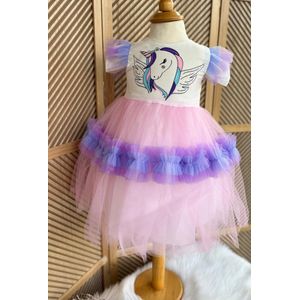 unicorn jurk-luxe eenhoorn jurk -barbie dress-tutu jurk-galajurk-prinsessen jurk-Barbie jurk-danseres jurk-verjaardag-fotoshoot-ballet-3 jaar (maat 98)