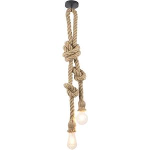 Touwlamp - hanglamp touw - 2x E27 fitting - 140 cm - jute