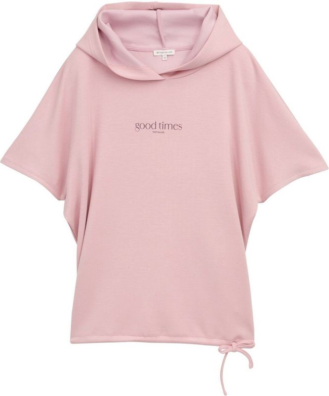 TOM TAILOR - Hoodie - Antraciet/Oudroze - Losse Pasvorm - Kwartmouw