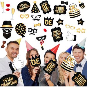 24 stuks verjaardagsfeest fotorekwisieten voor volwassenen en kinderen - Feestdecoratie voor 30e verjaardag, carnaval, Kerstmis, oudejaarsavond en meer