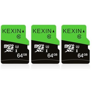 Micro SD-kaart 64GB 3-pack, UHS-I, U1, A1, C10 voor camera en smartphone