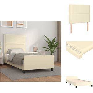 vidaXL Bedframe - Bedframe - 203 x 93 x 118/128 cm - Crème Kunstleer - Verstelbaar - Bed