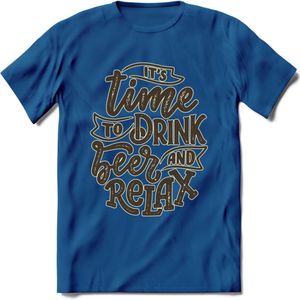 Its Time To Drink Beer And Relax T-Shirt | Bier Kleding | Feest | Drank | Grappig Verjaardag Cadeau | - Donker Blauw - XL