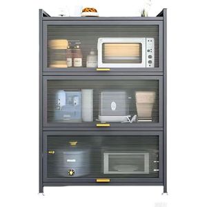 OFMOTRA Keukenkast - Keukenkast Staand - Magnetronkast - Ovenkast - Magnetronrek - Apothekerskast - Keukenkast Organizer - Kast - Rek - Beugel - Boekenkasten - Woonkamerkasten - met 4 planken - Grijs