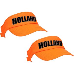 2x stuks Holland supporter zonneklep - oranje - Koningsdag en EK / WK fans - Nederland cap