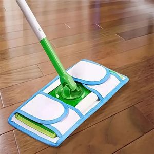 @ Lu's Today - Vloermop - Dweil - met Handige Klittenband Sluiting past om vele Vlakke Mop Systemen - Microvezel - 1 Stuks Blauw