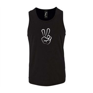 Zwarte Tanktop sportshirt met ""Peace / Vrede teken"" Print Wit Size M