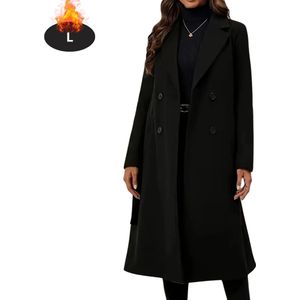 Livano Mantel Dames - Tussenmantel - Jas - Mantelpakje - Trenchcoat - Overjas - Overcoat - Winter - Zwart - S