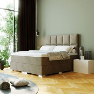 OP VOORRAAD | Boxspring Big Mondriaan | 200x210cm | Taupe