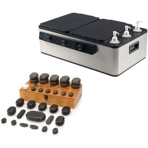 4 in 1 Hotstoneheater, oliewarmer, kruidenstempelwarmer & handdoekwarmer met 45 massagestenen
