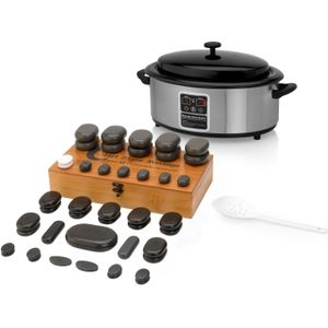 Hotstoneset - 6L heater met display - 60 stenen - Roestvrij staal
