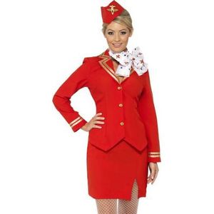 Carnaval Stewardess Carnaval Kostuum - Rood - Maat M - Carnaval