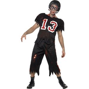 Carnaval Zombie American Footballer Kostuum - Zwart - Maat S