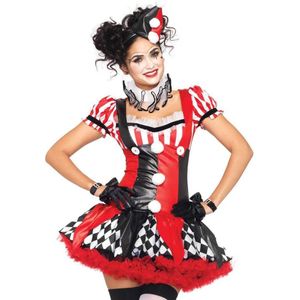 Carnaval Harlequin Clown Kostuum - Rood - Maat S - Carnaval