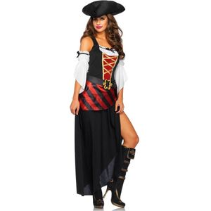 Carnaval Piraten Outfit/Kostuum Dames - Zwart / Rood - Maat L - Carnaval