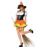 Carnaval Halloween Heks Kostuum - Oranje - Maat M - Carnaval