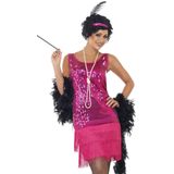 Carnaval Flapper Jurkje Roze - Roze - Maat S - Carnaval