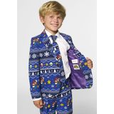 Carnaval Opposuits Kerstpak Mario Kind - Blauw - Maat 98/104