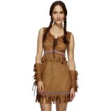 Carnaval Pocahontas Kostuum - Beige - Maat M - Carnaval