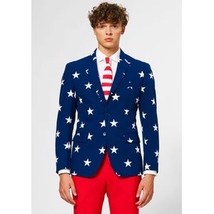 Carnaval Opposuits Kostuum USA - Blauw - Maat 56 - Carnaval