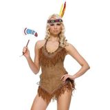 Carnaval Squaw Kostuum - Bruin - Maat M/L - Carnaval