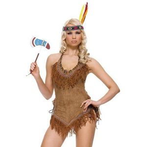 Carnaval Squaw Kostuum - Bruin - Maat M/L - Carnaval