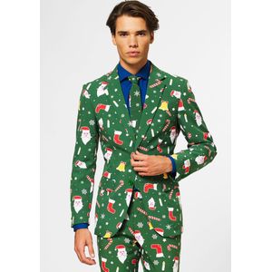 Carnaval Opposuits Kerstpak Santaboss - Groen - Maat 50