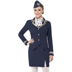 Carnaval Stewardess Outfit/Kostuum - Blauw - Maat M - Carnaval