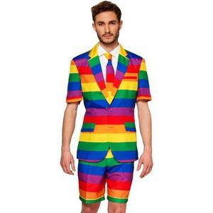 Carnaval Regenboog Kostuum Kort - Maat L - Carnaval