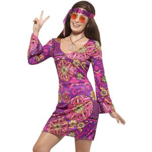 Carnaval Woodstock Hippie Kostuum - Roze - Maat L - Carnaval
